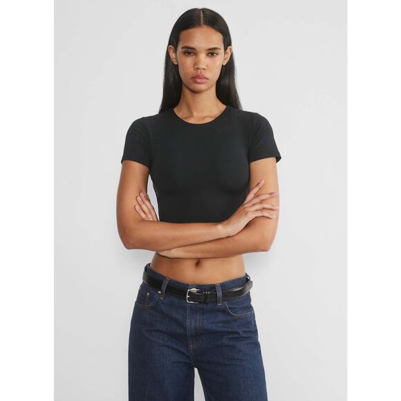 Aritzia Tops - Aritzia Contour Crew Cropped Baby Tee Babaton Tshirt Blouse Small Black Y2K 90s